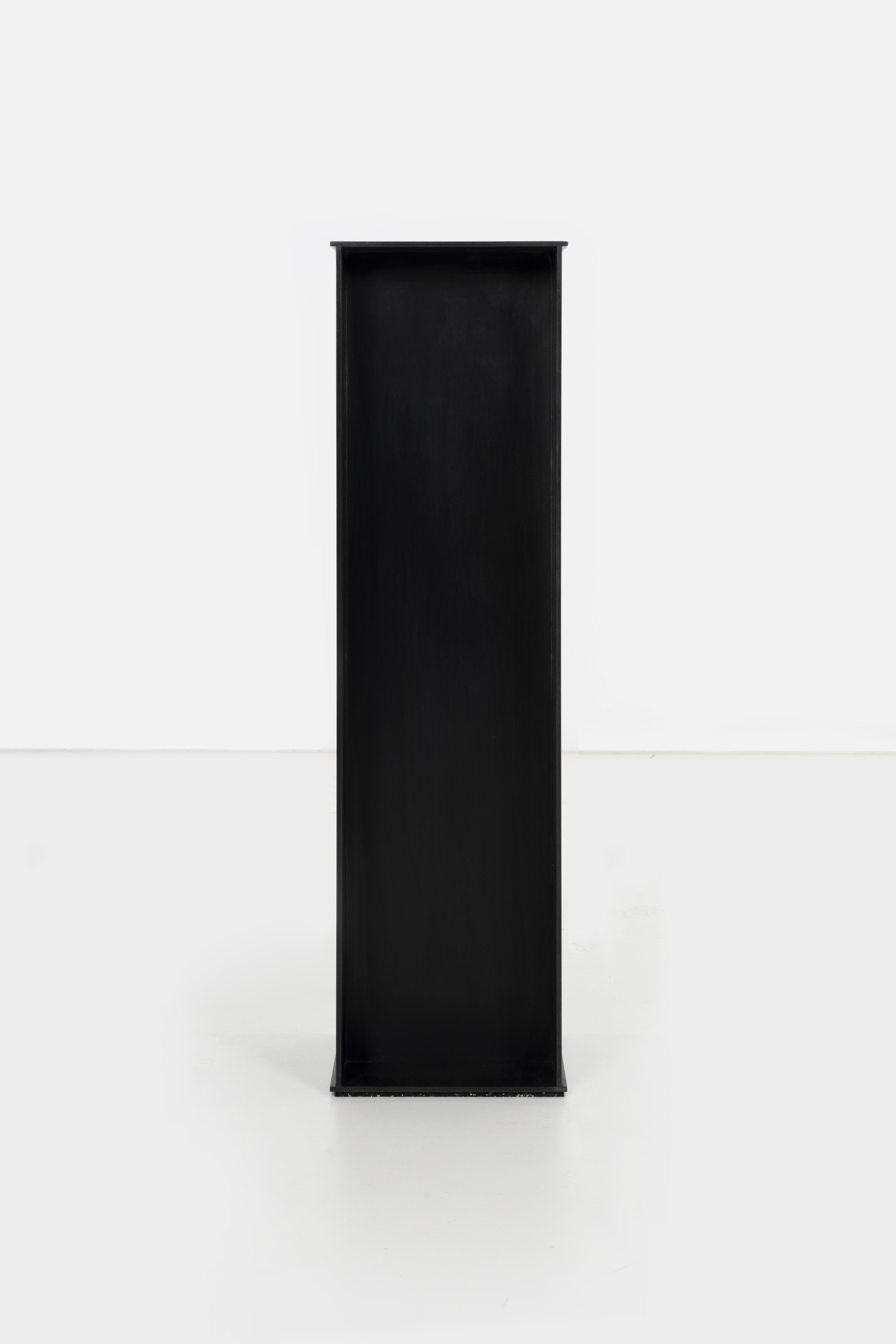 DK Pedestal in Waxed and Blackened Aluminum Plate by Jonathan Nesci For Sale 4