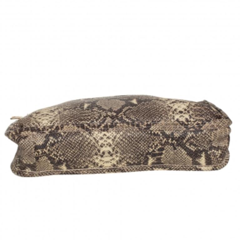 Brown DKNY Beige/Black Snakeskin Embossed Leather  Chain Shoulder Bag For Sale