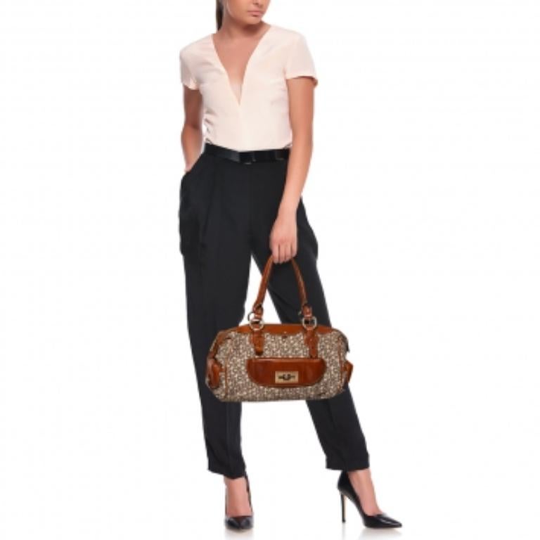 DKNY Beige/Brown Signature Canvas and Leather Satchel For Sale 6