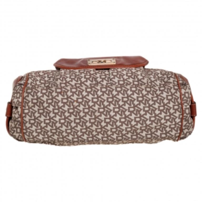 DKNY Beige/Brown Signature Canvas and Leather Satchel For Sale 5
