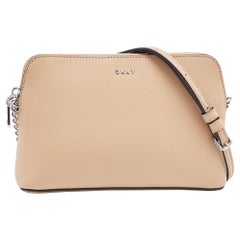 DKNY Beige Leather Bryant Dome Crossbody Bag