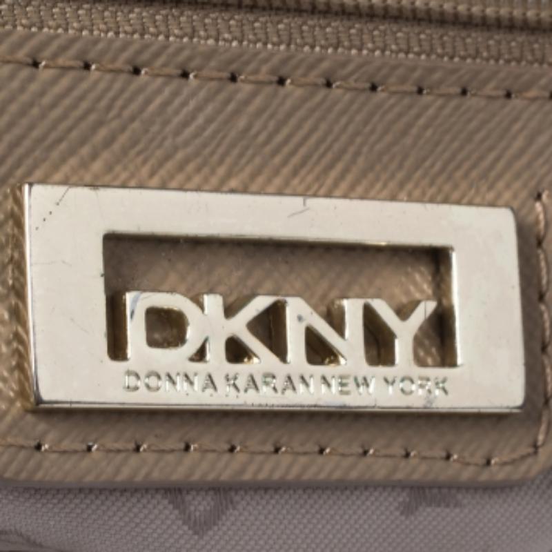 DKNY Beige Leather Bryant Park Zip Tote For Sale 1