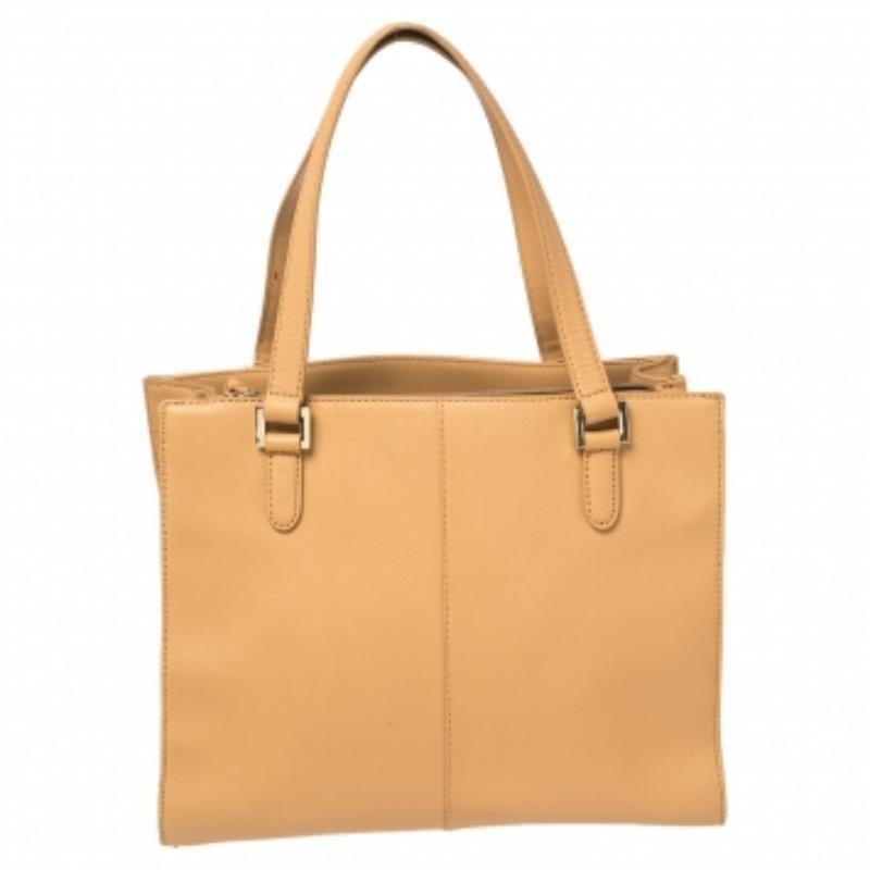 DKNY Beige Leather Bryant Park Zip Tote For Sale 4