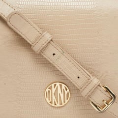 DKNY Beige Lizard Embossed Leather Logo Shoulder Bag
