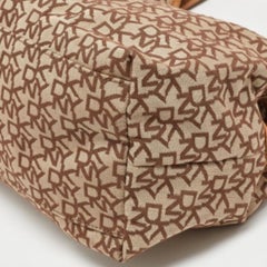 DKNY Beige Signature Fabric and Leather Town and Country Hobo