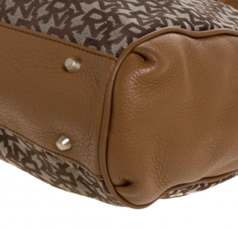 Bolso de lona y piel Dkny Beige/Tán Signature Marrón en venta