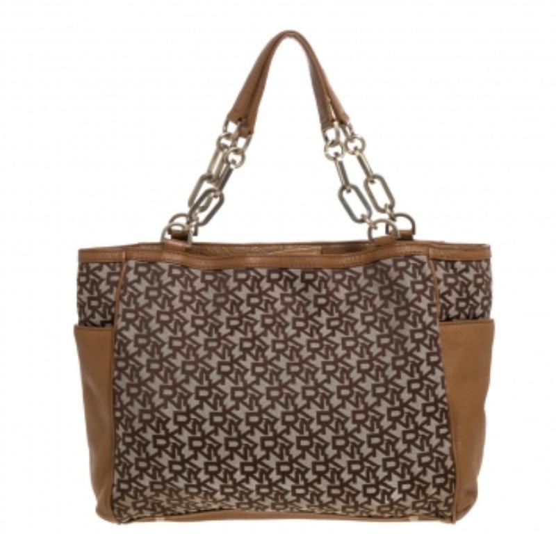 De las mujeres Bolso de lona y piel Dkny Beige/Tán Signature en venta