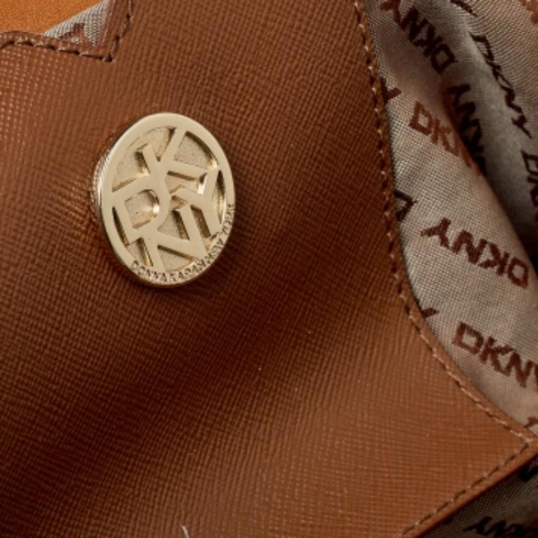 Dkny Beige/Tan Signature Canvas and Leather Tote For Sale 2