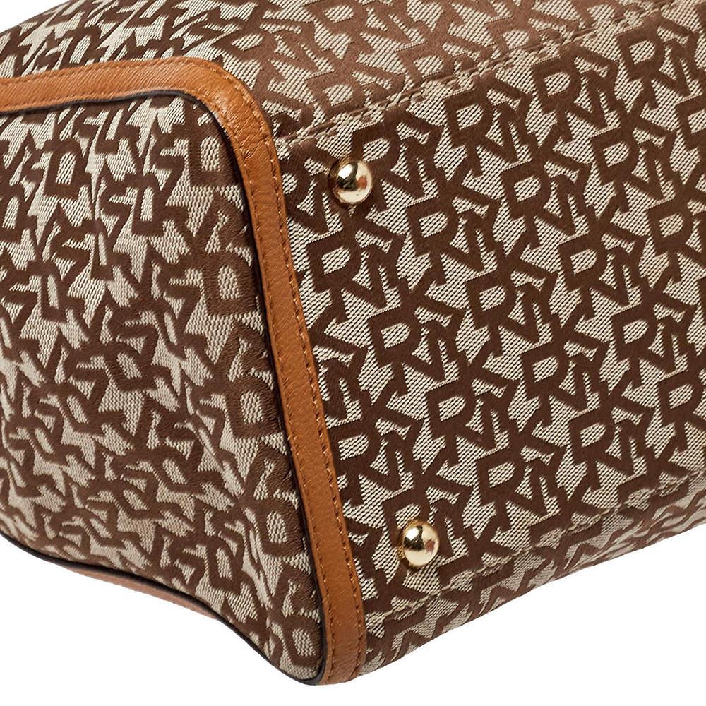 Dkny Beige/Tan Signature Canvas and Leather Tote 4