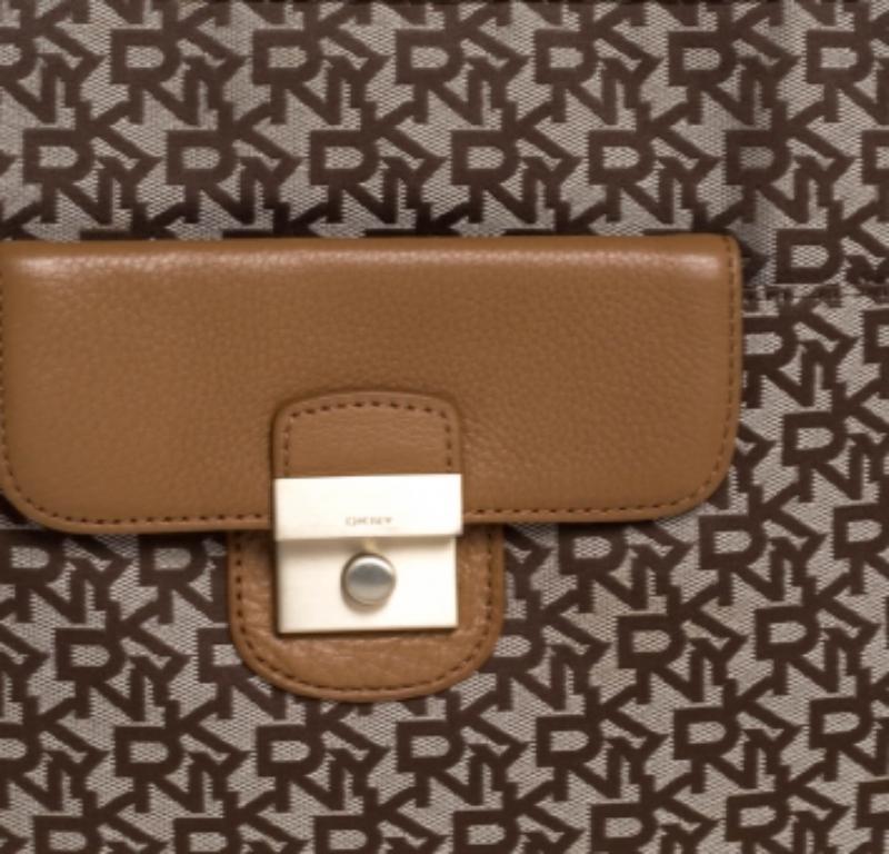 Bolso de lona y piel Dkny Beige/Tán Signature en venta 4