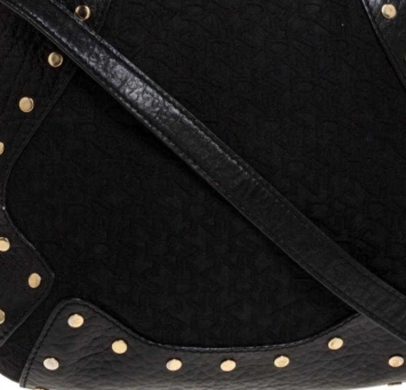 Borsa a tracolla in tela e pelle nera Dkny in vendita 5