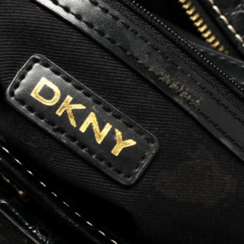 Donna Borsa in tela e pelle firmata Dkny nero/grigio in vendita