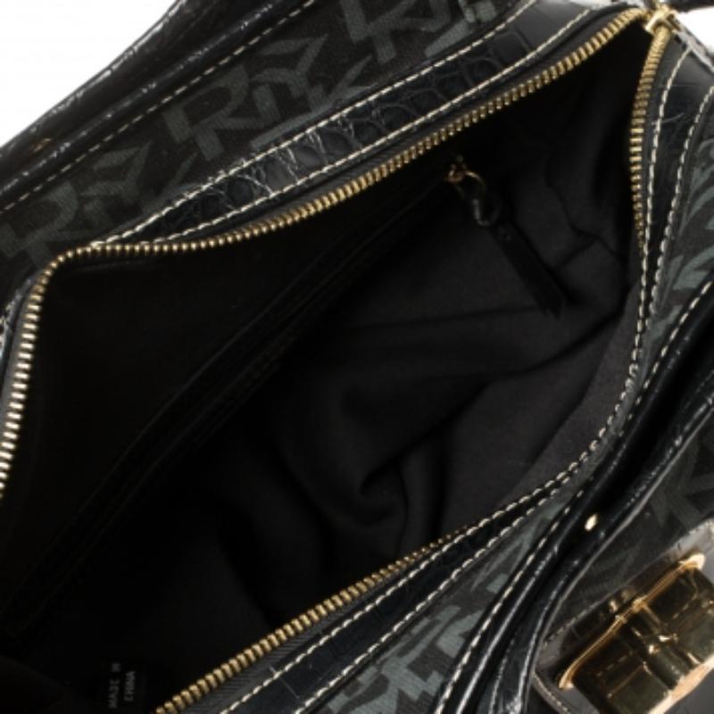 Borsa in tela e pelle firmata Dkny nero/grigio in vendita 1