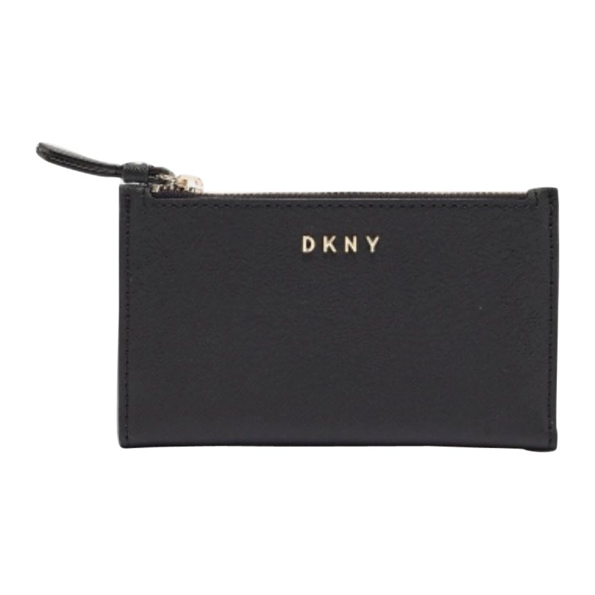 DKNY Schwarzes Leder Bryant Park Compact Brieftasche