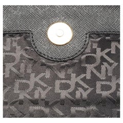 DKNY Black Leather Logo Flap Shoulder Bag