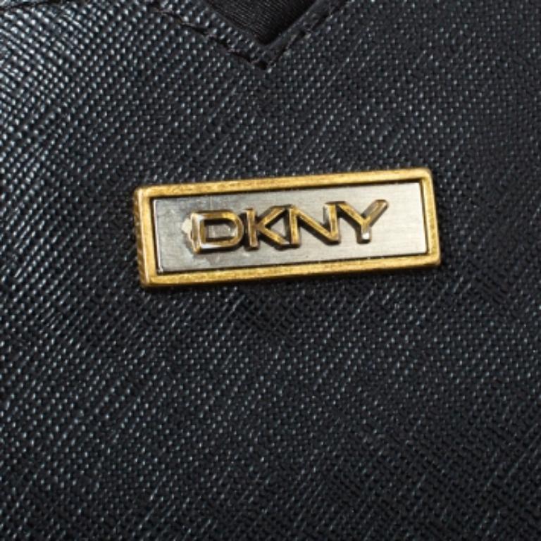 Women's Dkny Black Leather Turnlock Pocket Tote For Sale