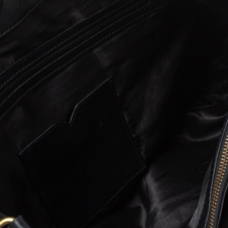 Dkny Black Leather Turnlock Pocket Tote For Sale 1