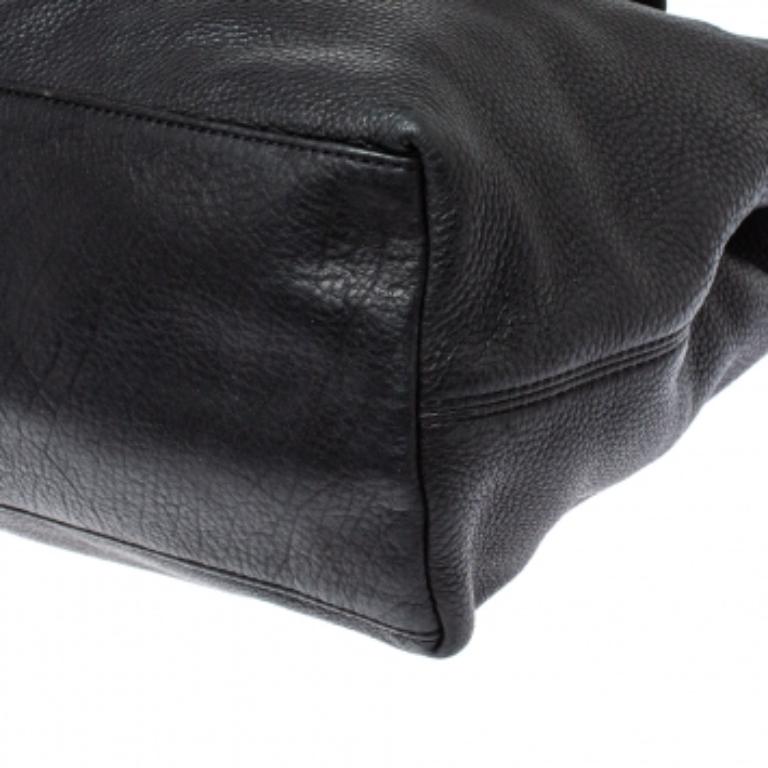 Dkny Black Leather Turnlock Pocket Tote For Sale 2