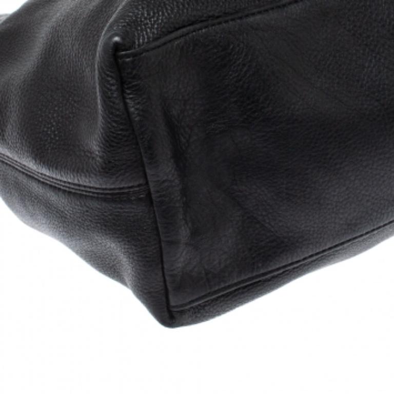 Dkny Black Leather Turnlock Pocket Tote For Sale 3