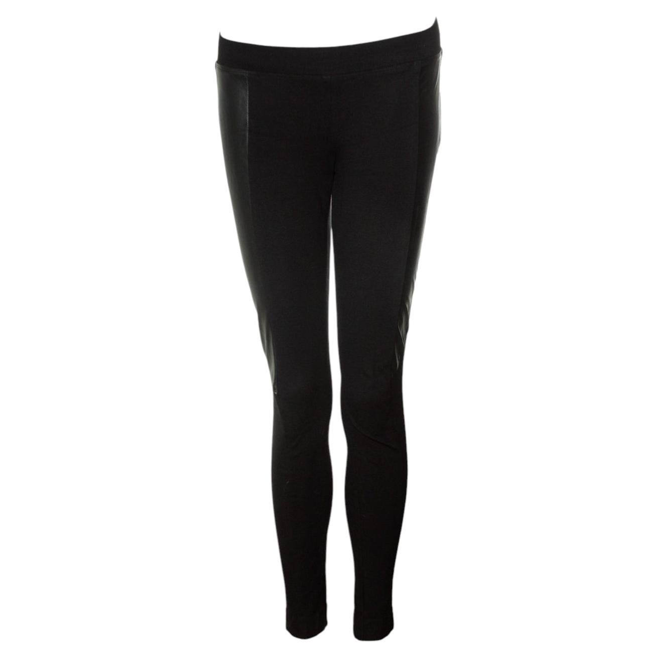 DKNY, Black legging with leather details For Sale