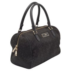 DKNY Schwarzes Monogram Canvas und Leder Logo Satchel