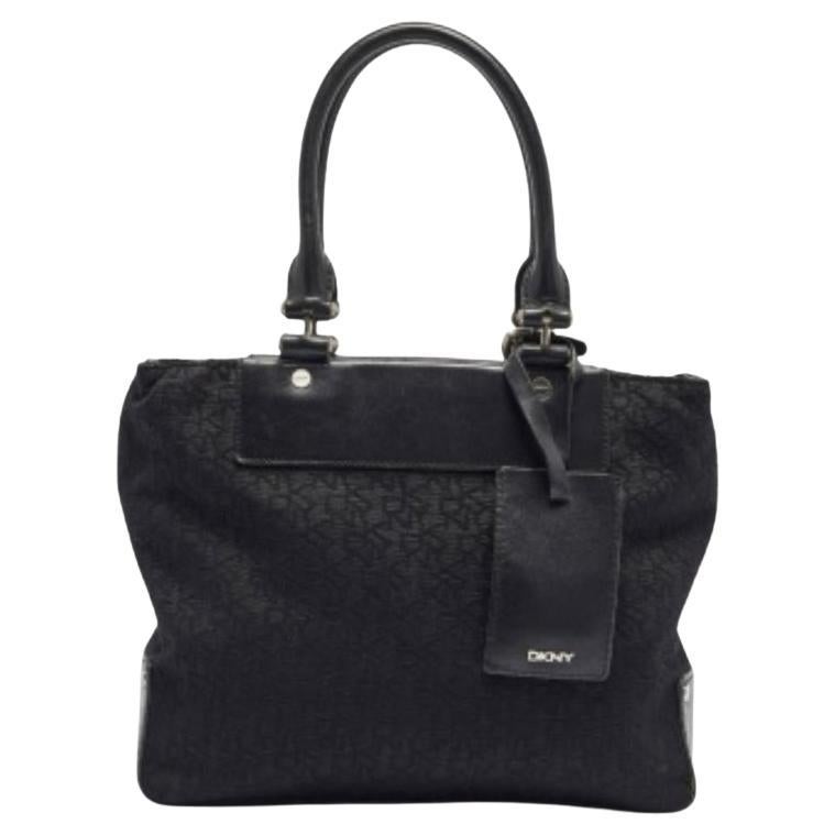 DKNY Tote in tela e pelle con monogramma nero in vendita