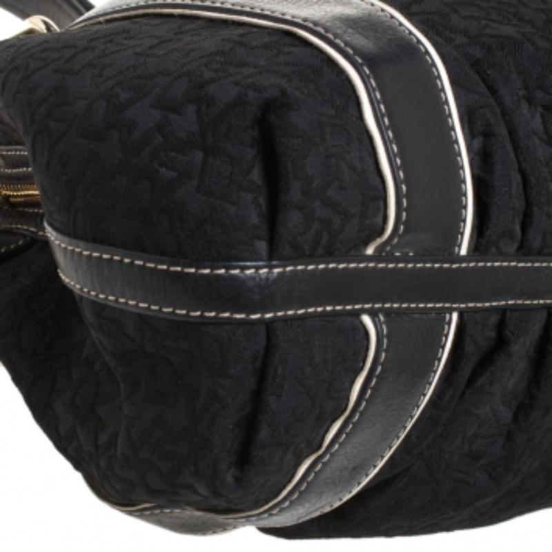 DKNY Fourre-tout en cuir et tissu monogramme noir en vente 2