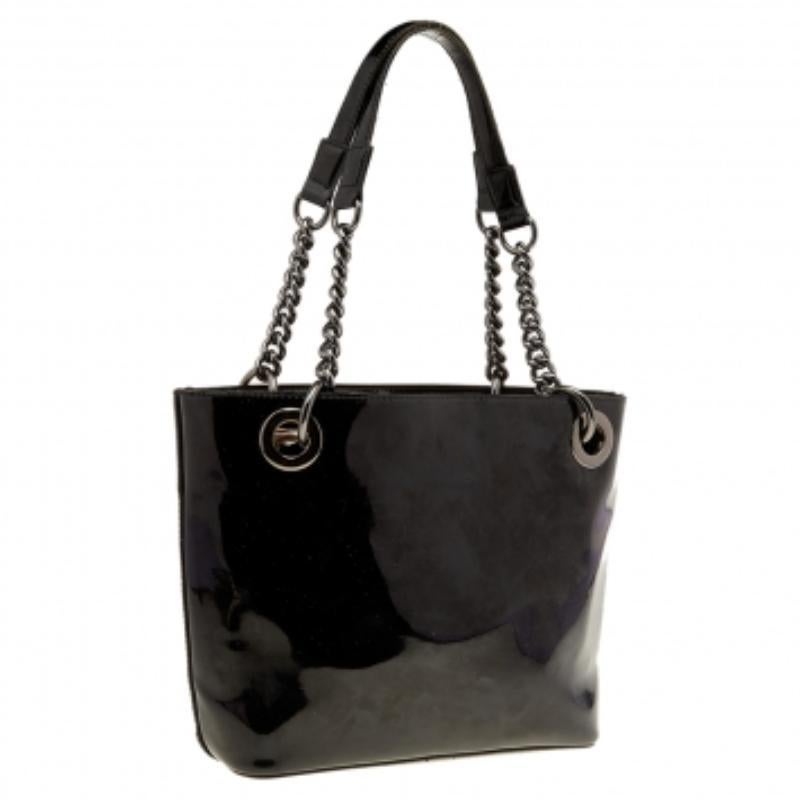 DKNY Black PVC Chain Handle Tote 3