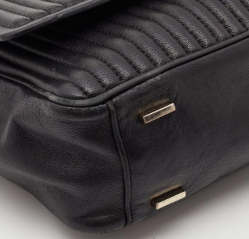 DKNY Black Quilted Leather Gansevoort Flap Top Handle Bag In Fair Condition For Sale In Dubai, Al Qouz 2