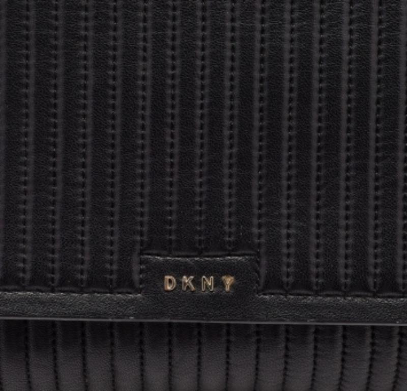 DKNY Black Quilted Leather Gansevoort Flap Top Handle Bag For Sale 2