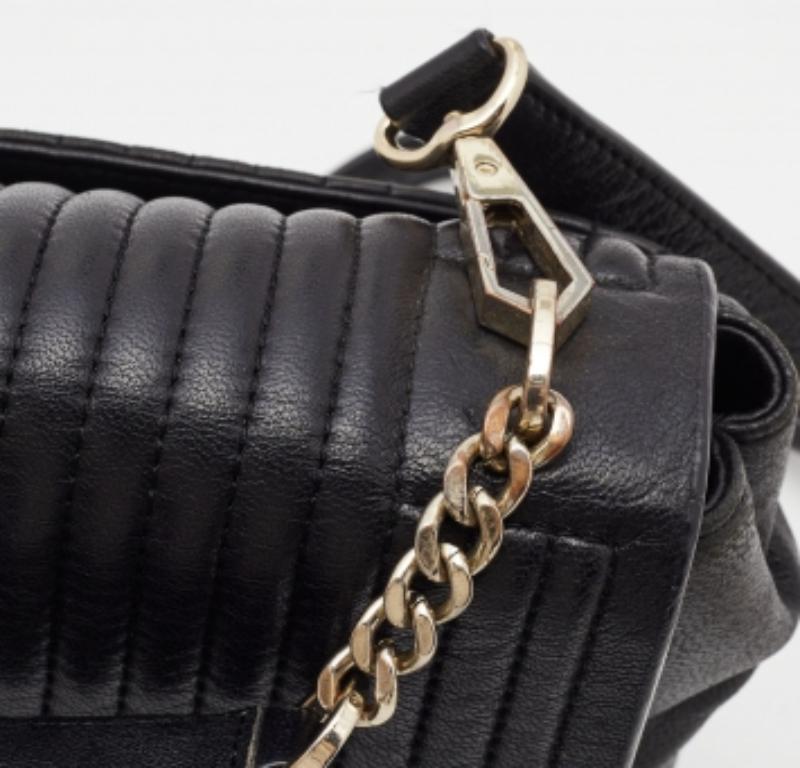 DKNY Black Quilted Leather Gansevoort Flap Top Handle Bag For Sale 3