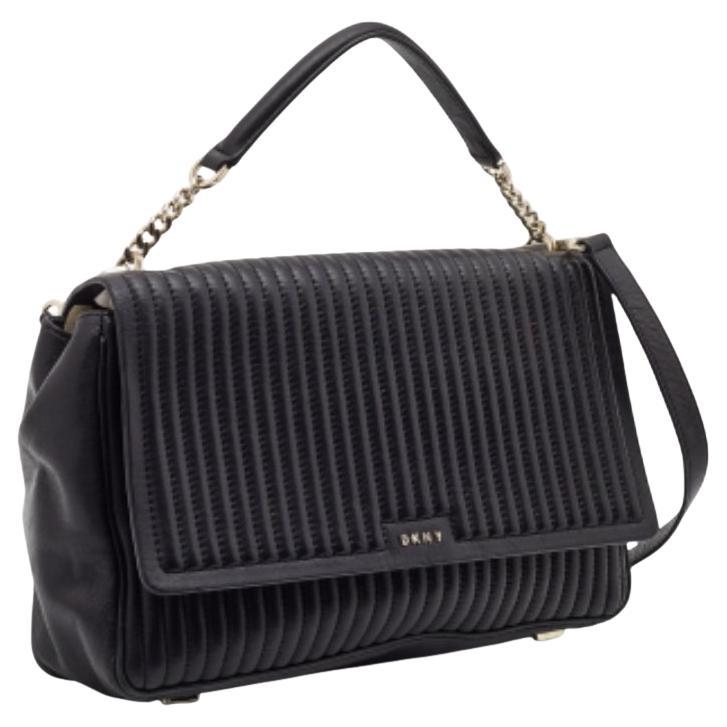 DKNY Black Quilted Leather Gansevoort Flap Top Handle Bag