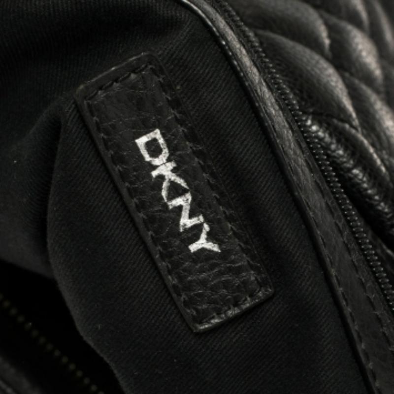 Women's Dkny Black Quilted Leather Tote For Sale
