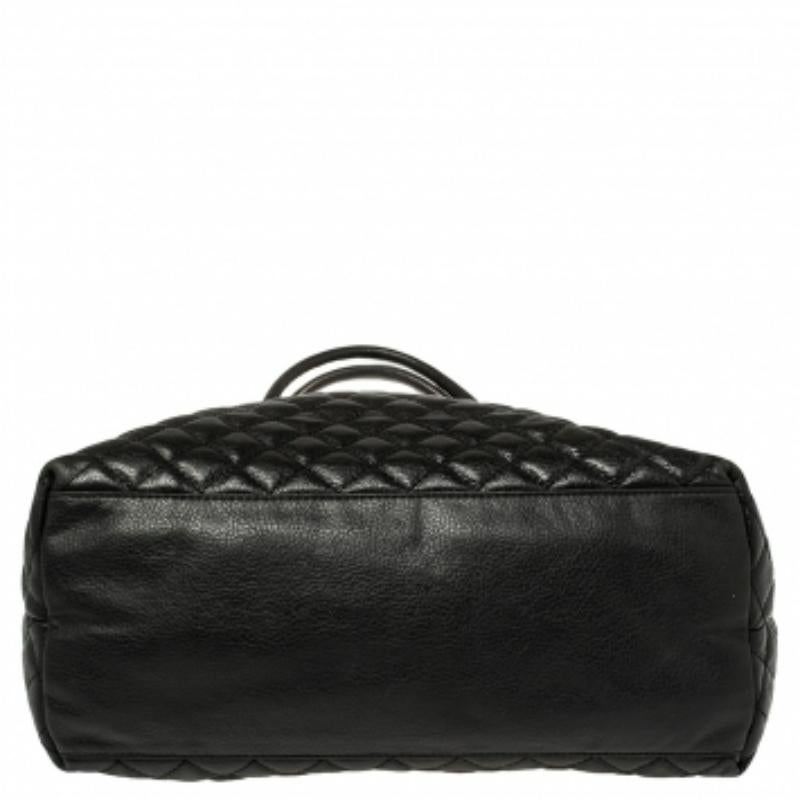 Dkny Black Quilted Leather Tote For Sale 1