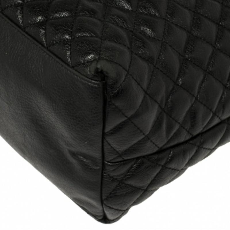 Dkny Black Quilted Leather Tote For Sale 3