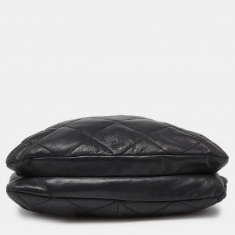 DKNY Borsa a tracolla con zip in pelle trapuntata nera in vendita 1
