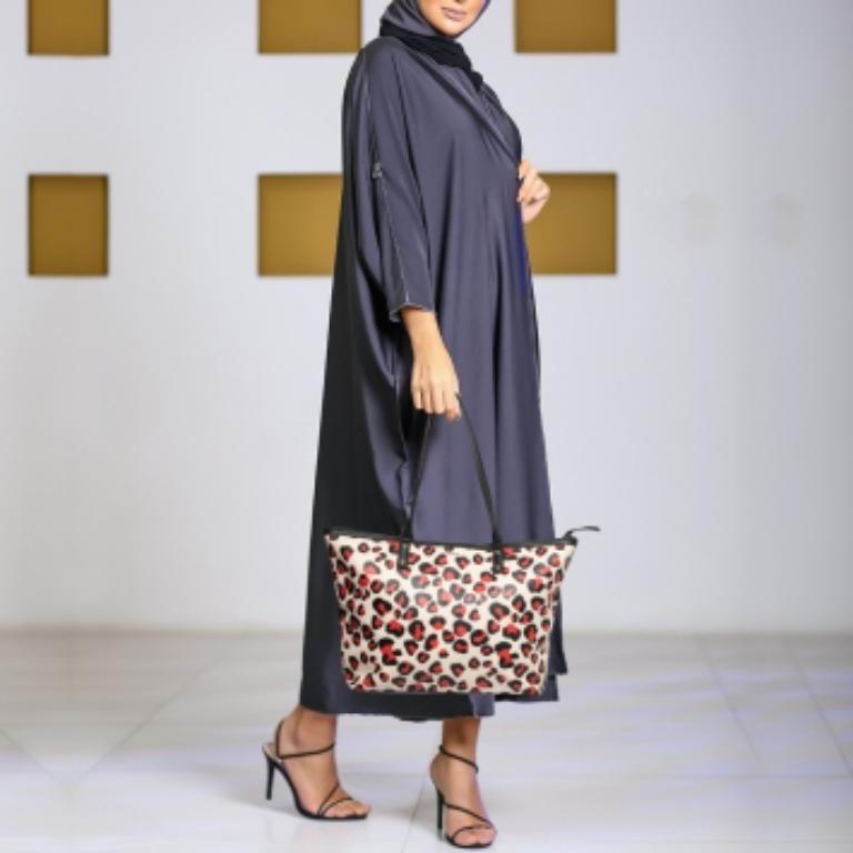 Dkny Black/Red Leopard Print Coated Canvas Zip Tote For Sale 5