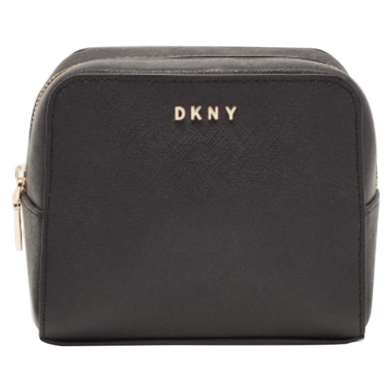 DKNY - Pochette à cosmétiques en cuir Saffiano noir