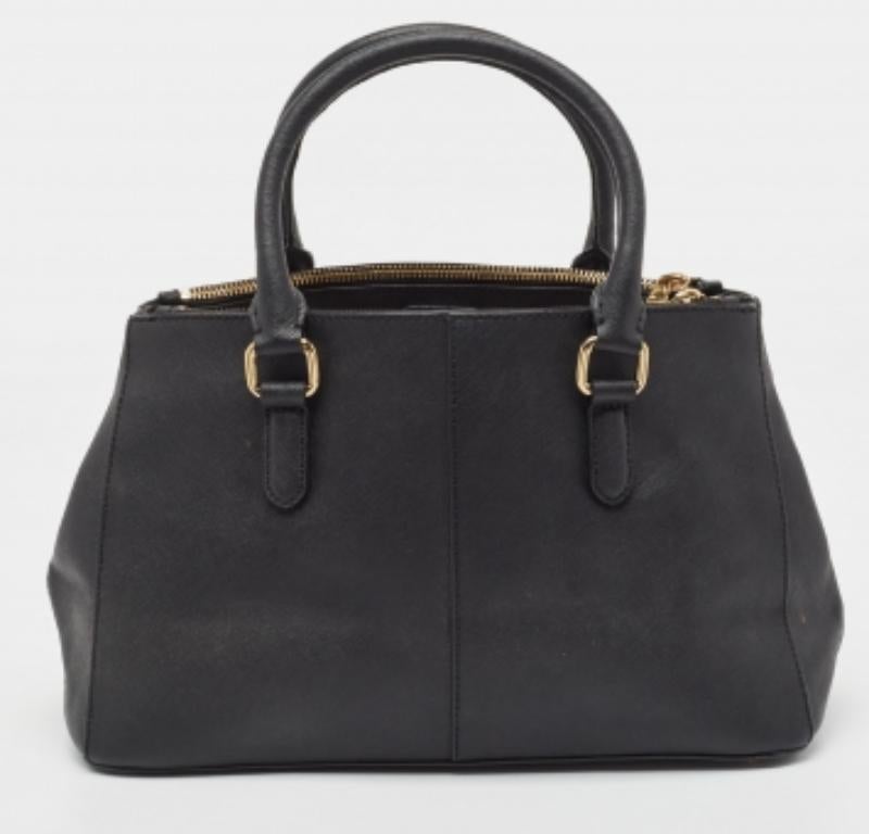 DKNY Schwarzes Saffiano Leder Robinson Double Zip Tote im Angebot 1