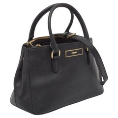 DKNY Schwarzes Saffiano Leder Robinson Double Zip Tote