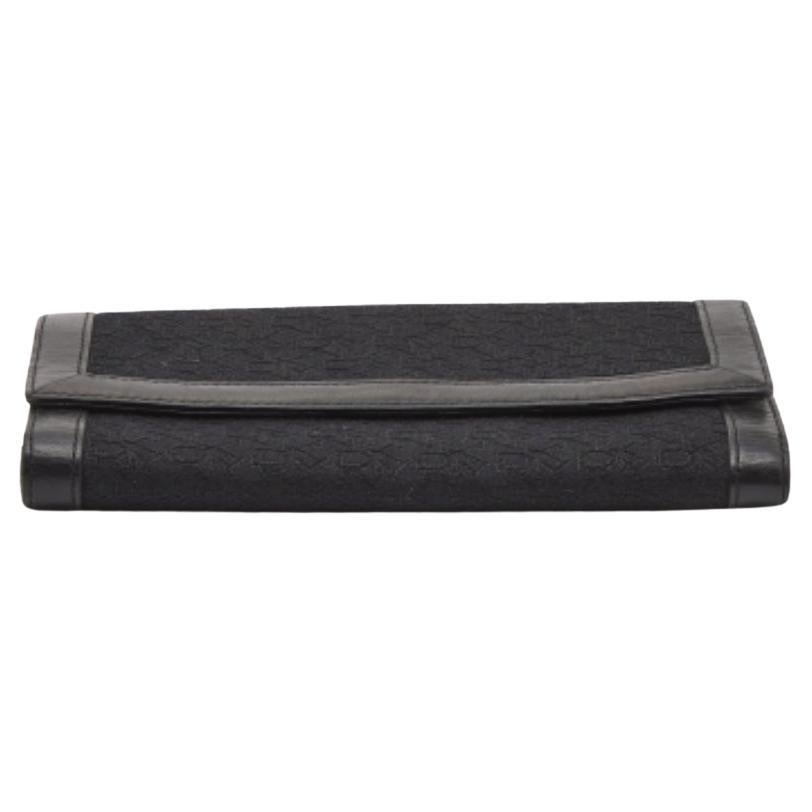 DKNY Black Signature Canvas and Leather Continental Wallet For Sale