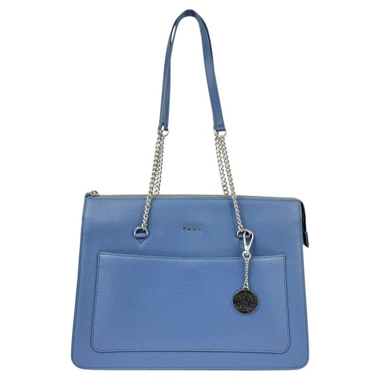 DKNY Blue Leather Structured Shoulder Bag For Sale at 1stDibs