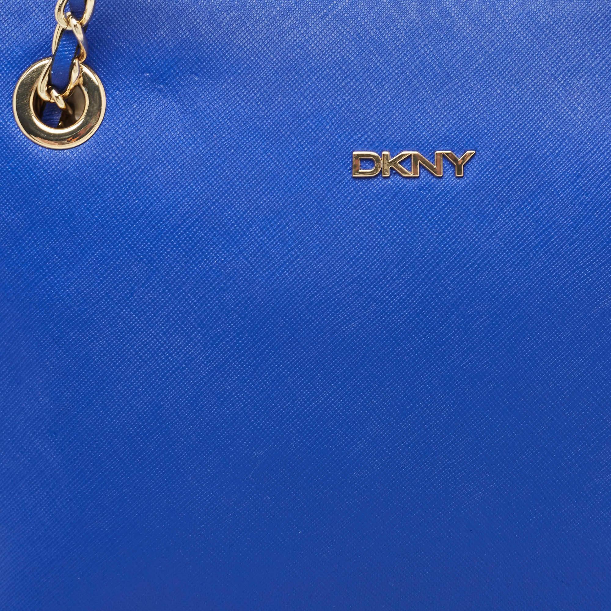 Dkny Blue Saffiano Leather Dome Shoulder Bag 9