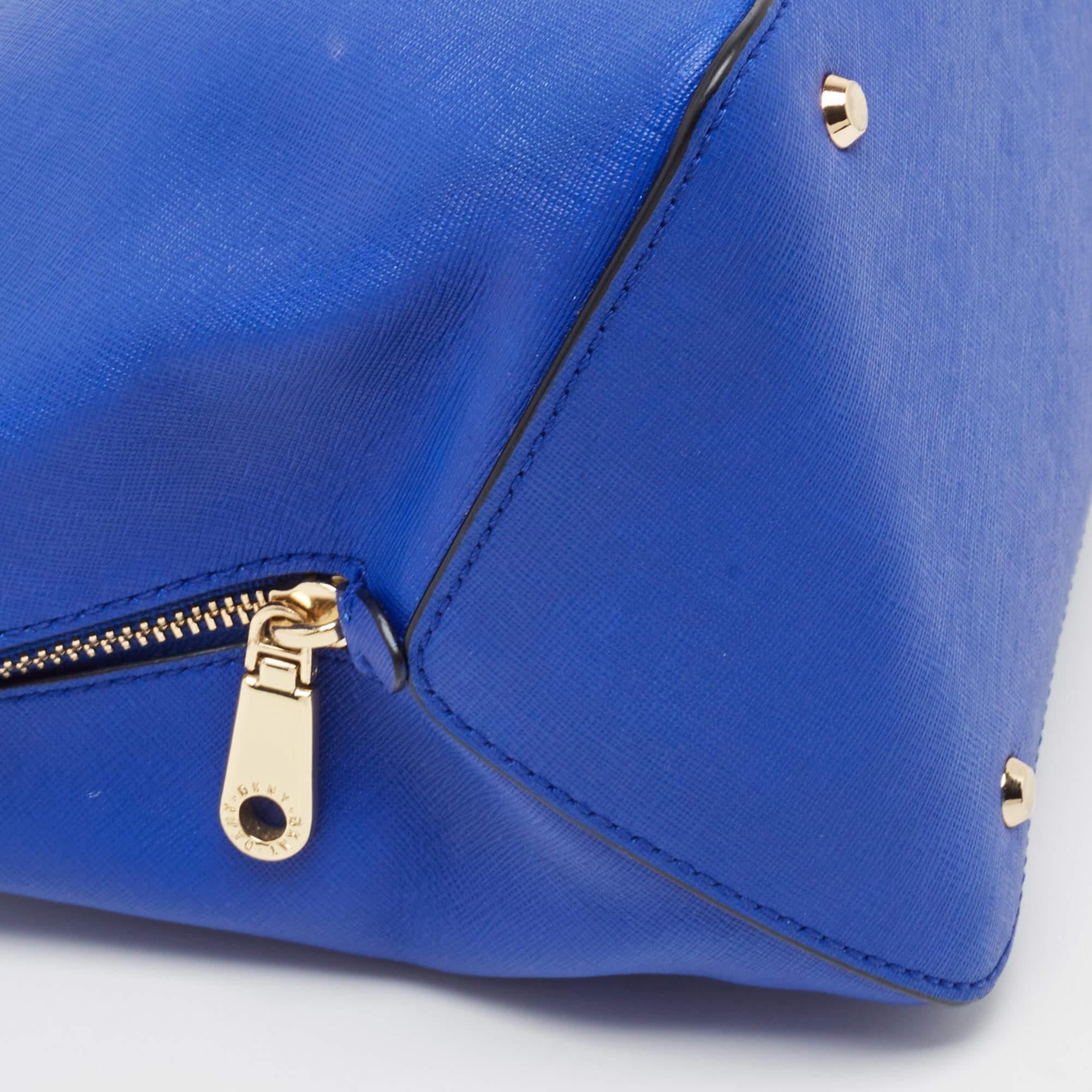 Dkny Blue Saffiano Leather Dome Shoulder Bag 10