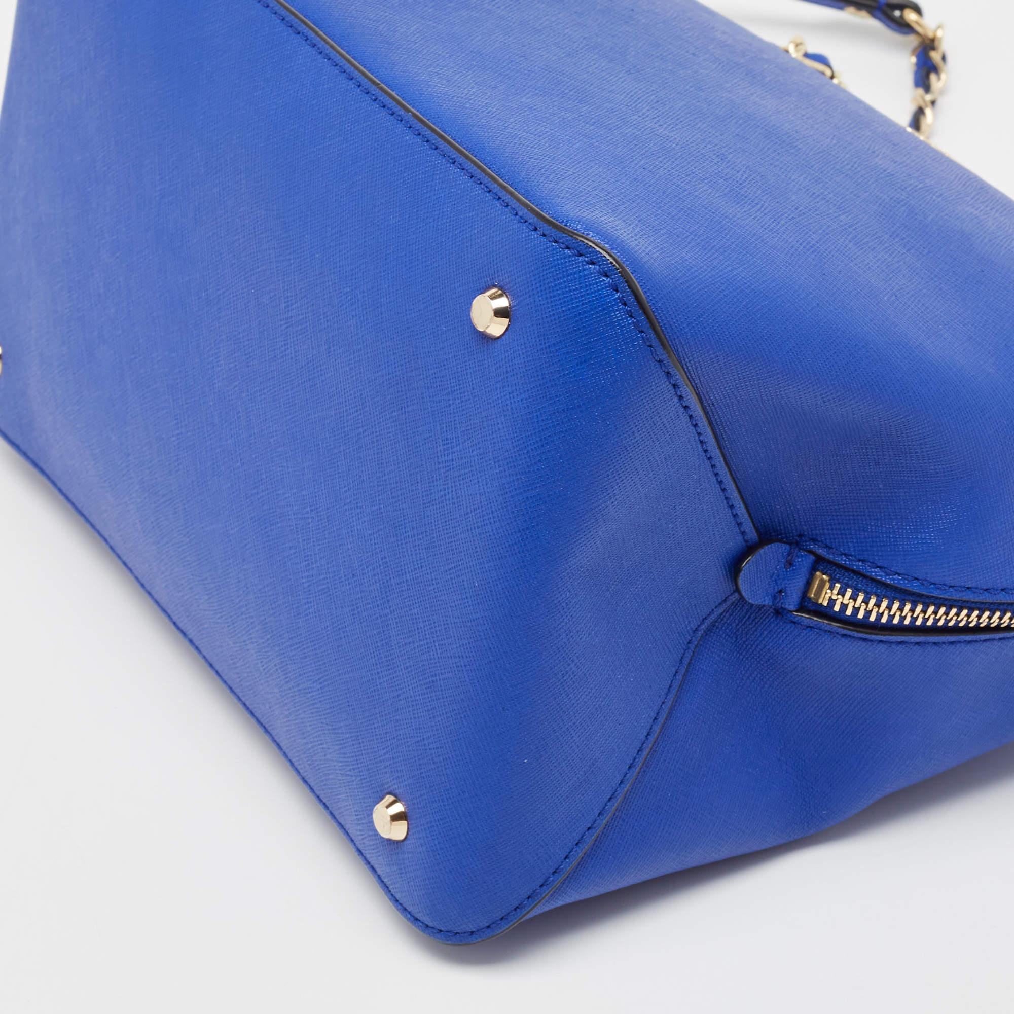 Dkny Blue Saffiano Leather Dome Shoulder Bag 11