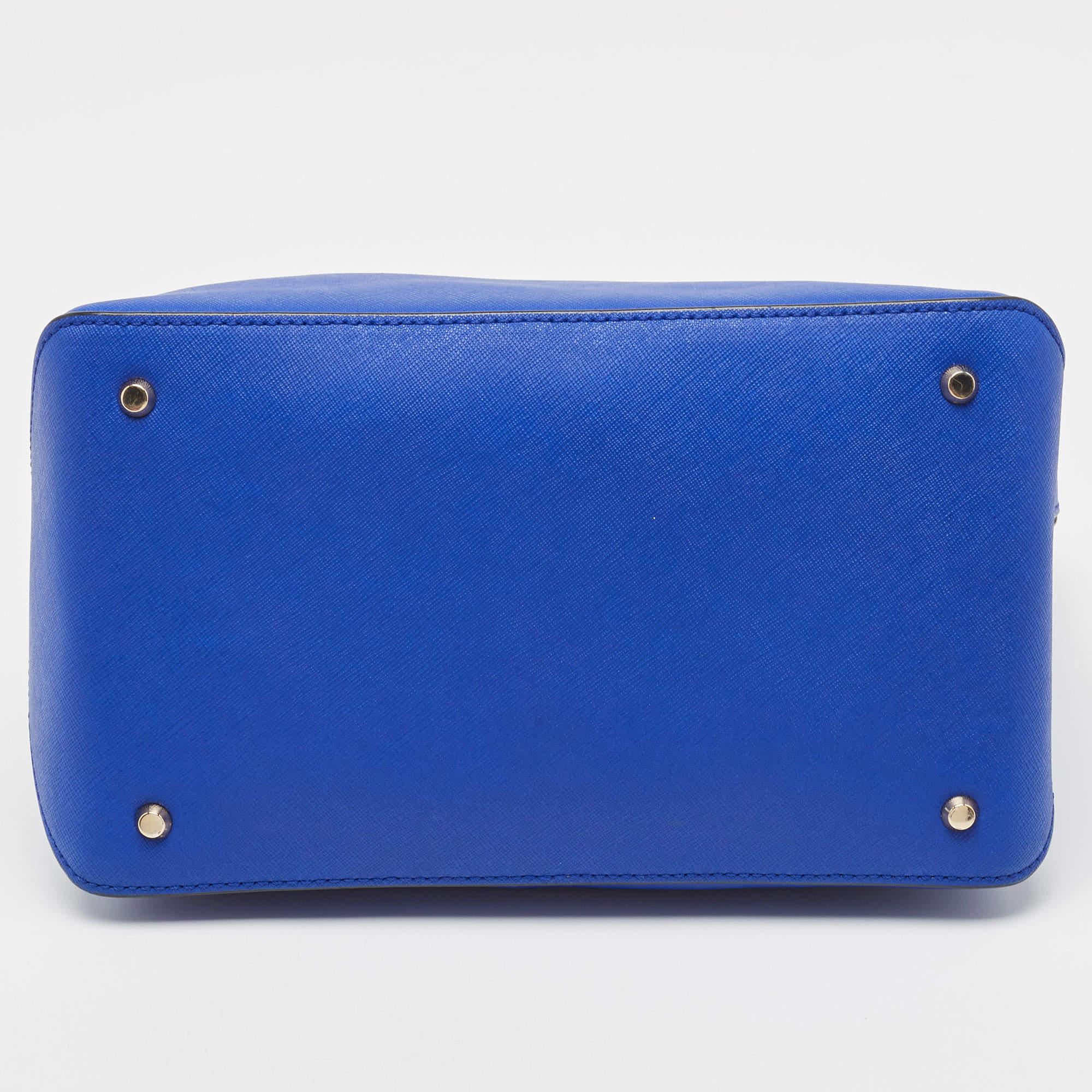 Dkny Blue Saffiano Leather Dome Shoulder Bag 1