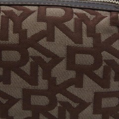 Dkny Brown/Beige Signature Canvas and Patent Leather Pouch