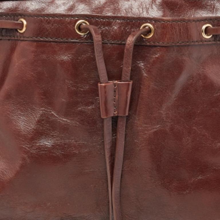 DKNY Hobo clouté en cuir Brown en vente 4