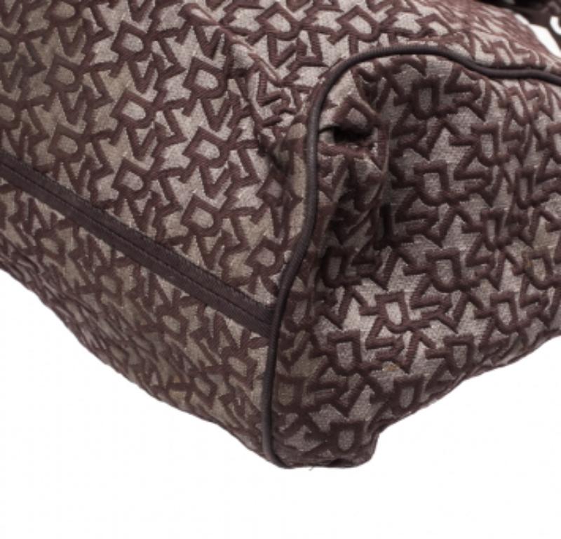 Women's Dkny Brown Signature Canvas Scarf Hobo For Sale
