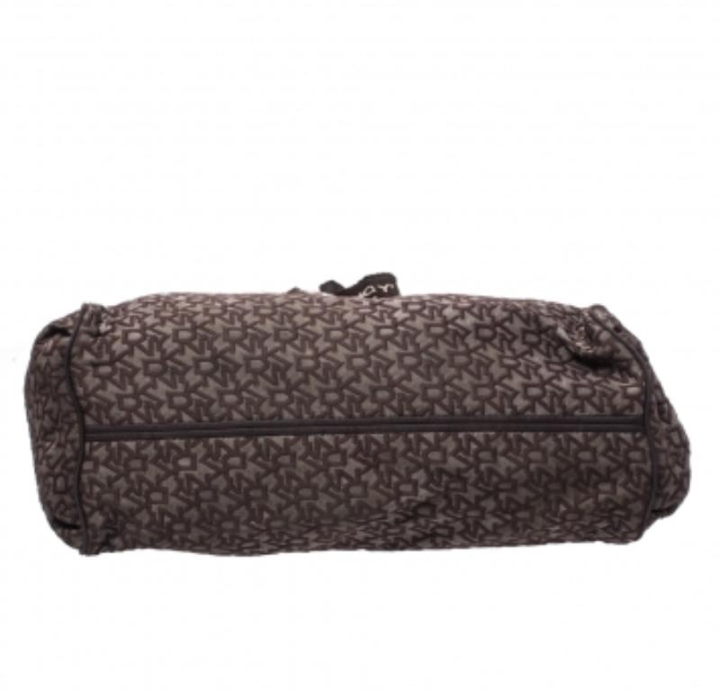 Dkny Brown Signature Canvas Scarf Hobo For Sale 3